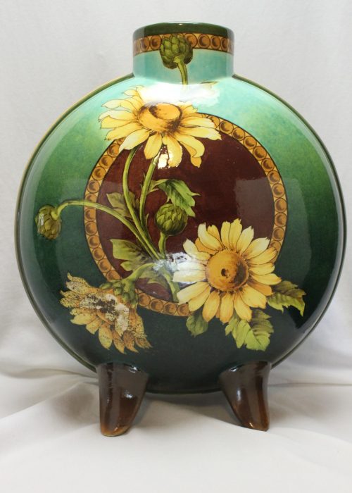 Doulton Lambeth hand painted flask vase Doulton Lambeth hand painted flask vase