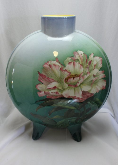 Doulton Lambeth Faience flask vase painted by Katherine Smallfield Doulton Lambeth Faience flask vase painted by Katherine Smallfield