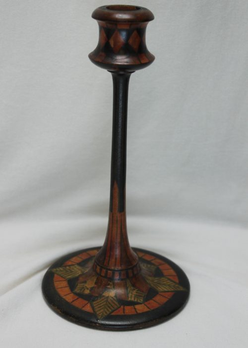Painted turned wooden candlestick Painted turned wooden candlestick