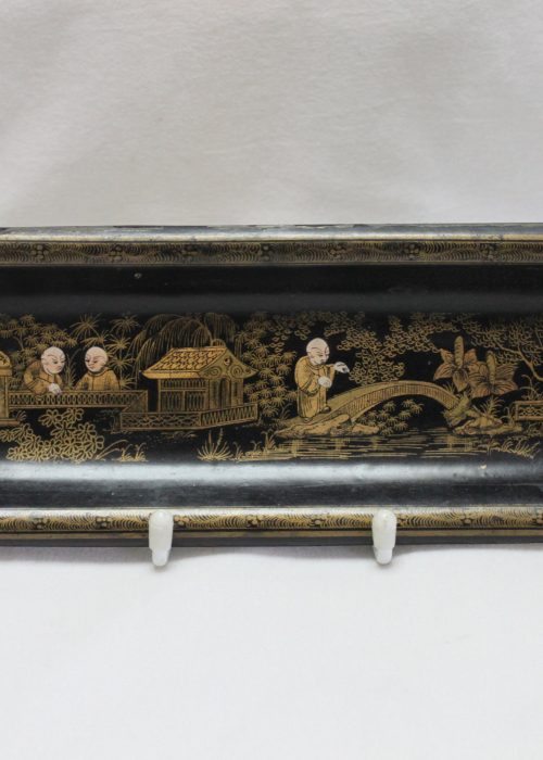 Gilded papier mache pen tray Gilded papier mache pen tray