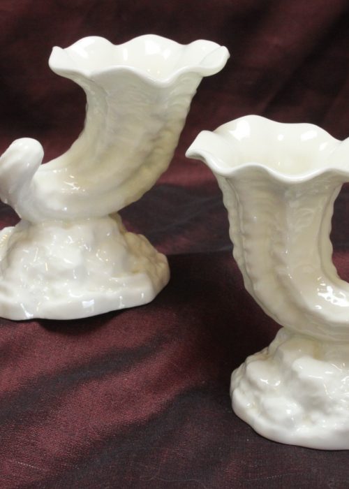 Pair of Royal Worcester cornucopia bud vases Pair of Royal Worcester cornucopia bud vases