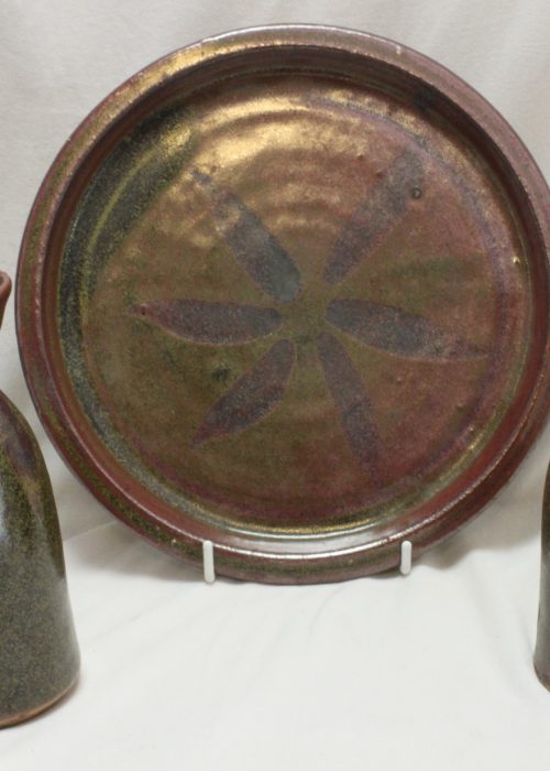 Harold Hughan stoneware tray with bottles Harold Hughan stoneware tray with bottles