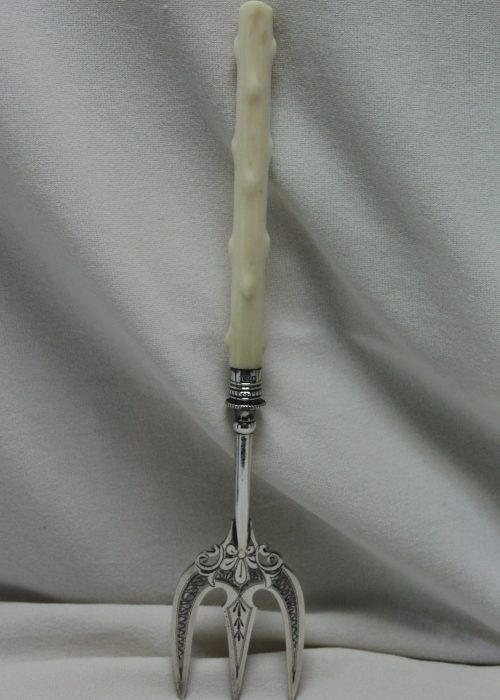 Engraved sterling silver bread fork with Ivorine handle Sheffield 1899 Engraved sterling silver bread fork with Ivorine handle Sheffield 1899