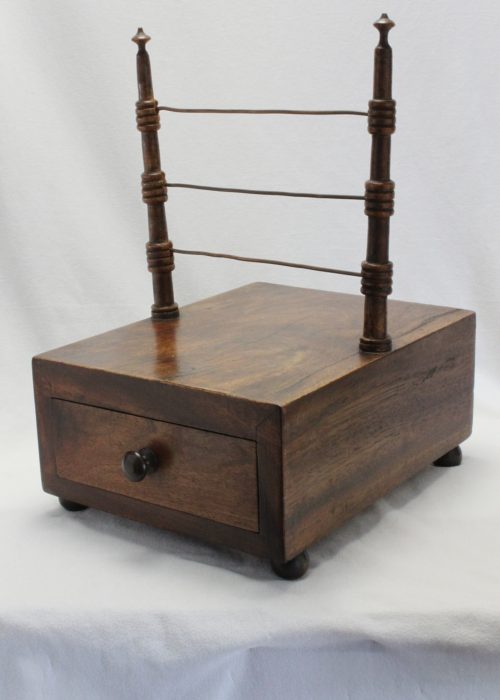 Late Georgian sewing reel holder with drawer Late Georgian sewing reel holder with drawer