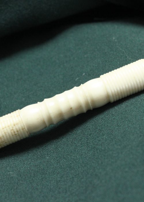 Turned bone needle holder Turned bone needle holder