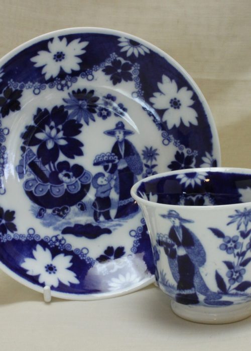 Hilditch porcelain blue and white cup and saucer Eskimo Child pattern Hilditch porcelain blue and white cup and saucer Eskimo Child pattern