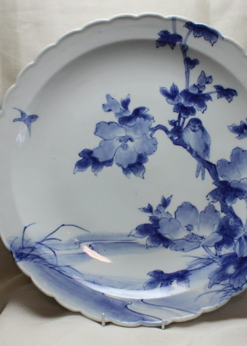 Japanese hand painted blue and white charger Japanese hand painted blue and white charger
