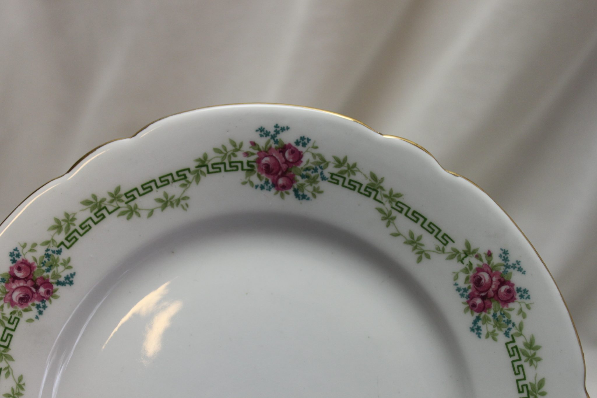 Shelley cup saucer & plate Green Key & Rose Border Pattern 10434