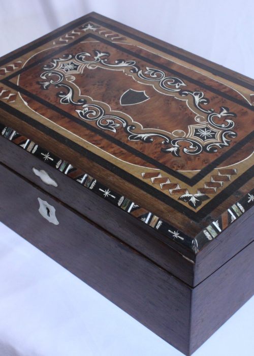 Inlaid rosewood veneer writing box
