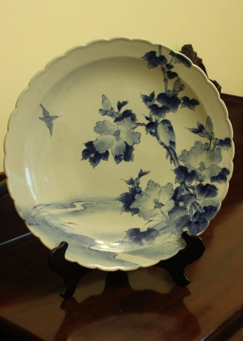 Japanese hand painted blue and white charger