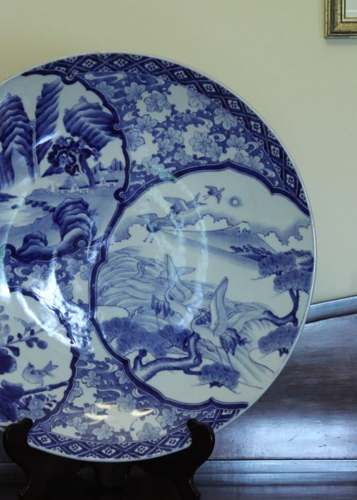 Large Japanese blue and white charger