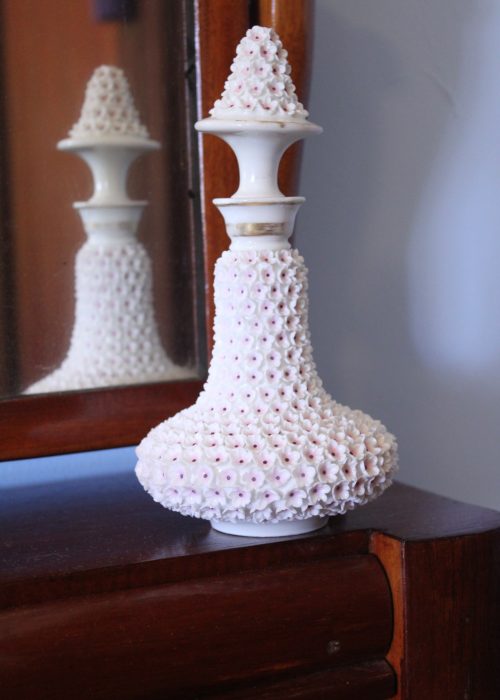 Flower encrusted porcelain scent bottle