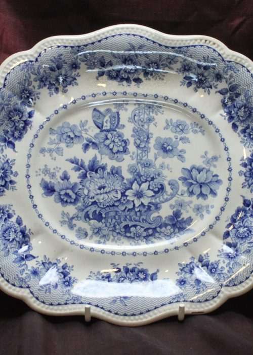 Blue and white printed dish att. to Ralph and James Clews
