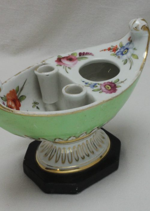 English porcelain boat shaped inkstand