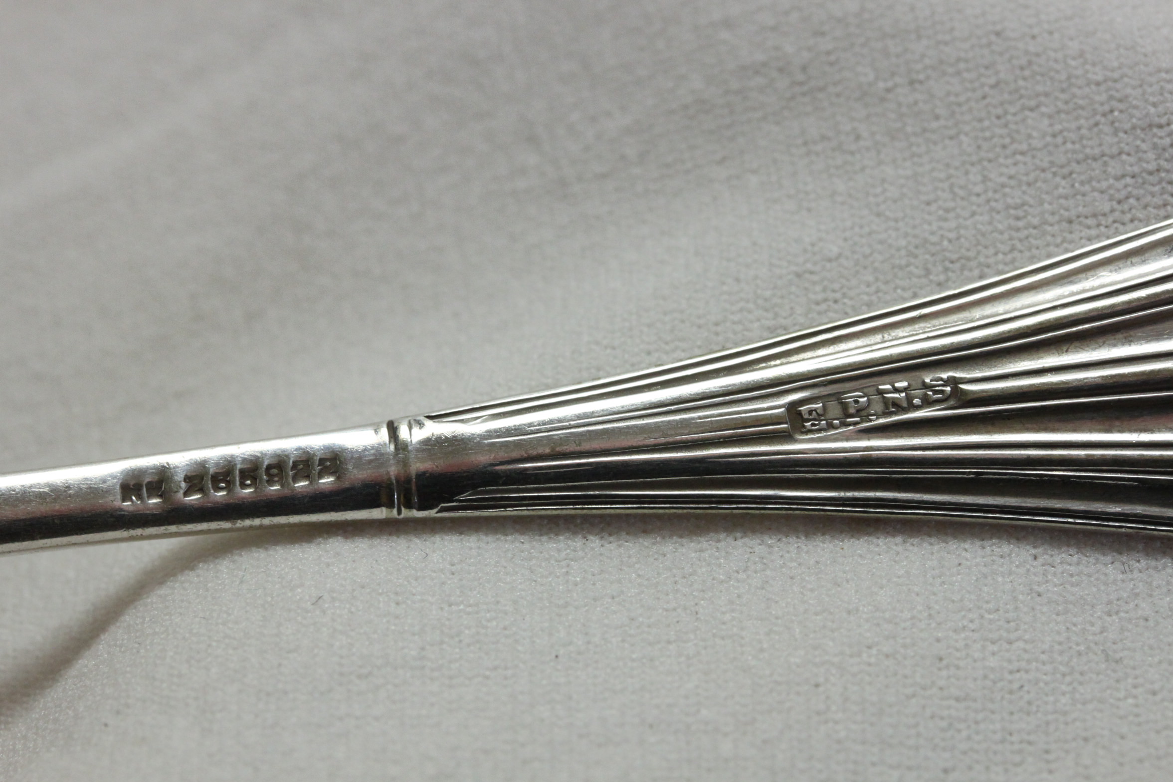 Silver plated shovel shaped sugar spoon c1895 China Rose Antiques