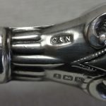 Silver handled button hook and shoe horn Birmingham 1909.